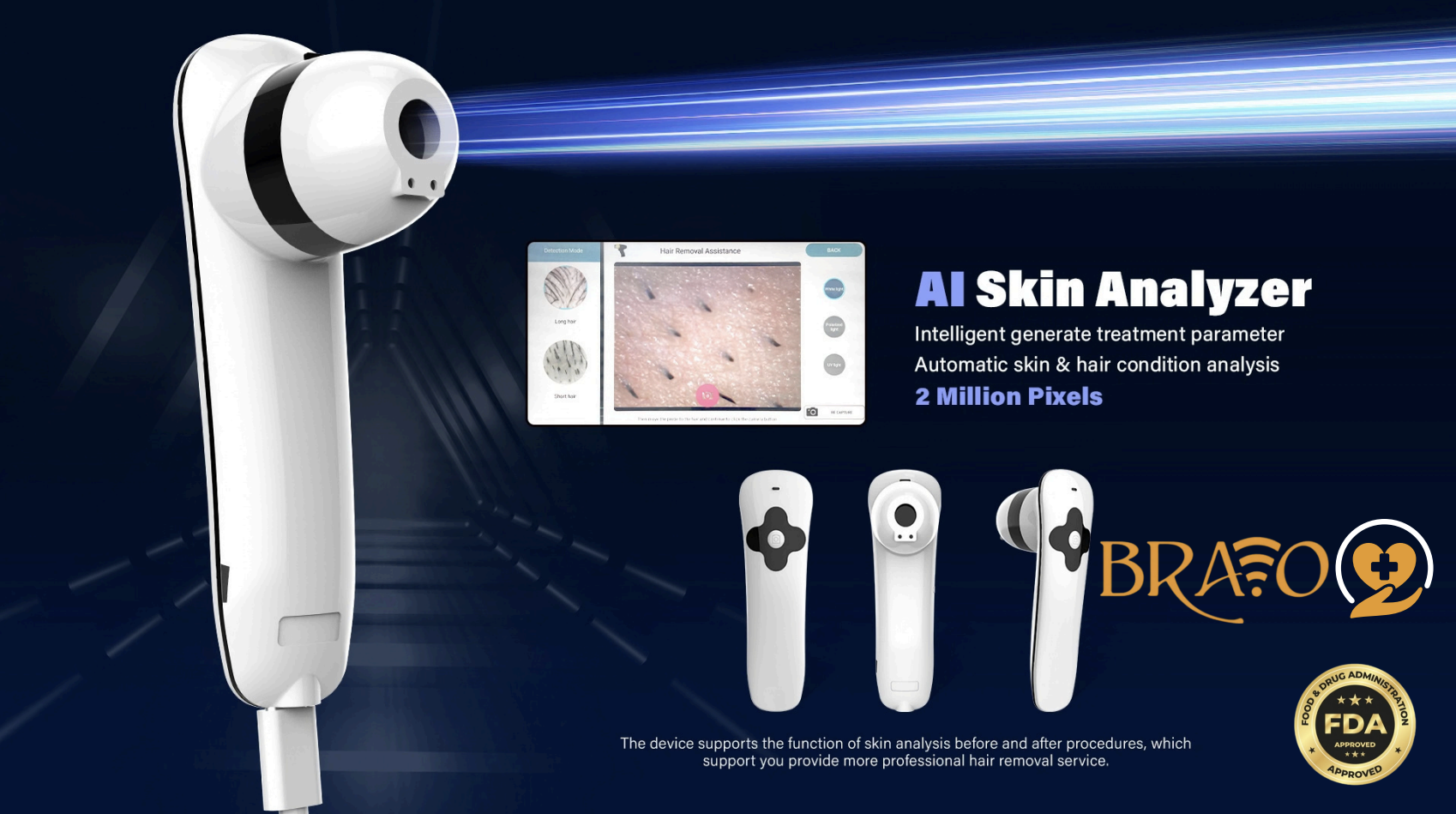 Bravo AI Skin Analyzer handheld device for skin and hair analysis